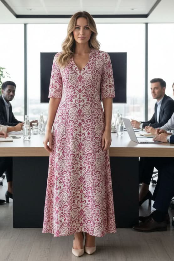 V-Neck Floral Print Maxi Dress with Flutter Sleeves