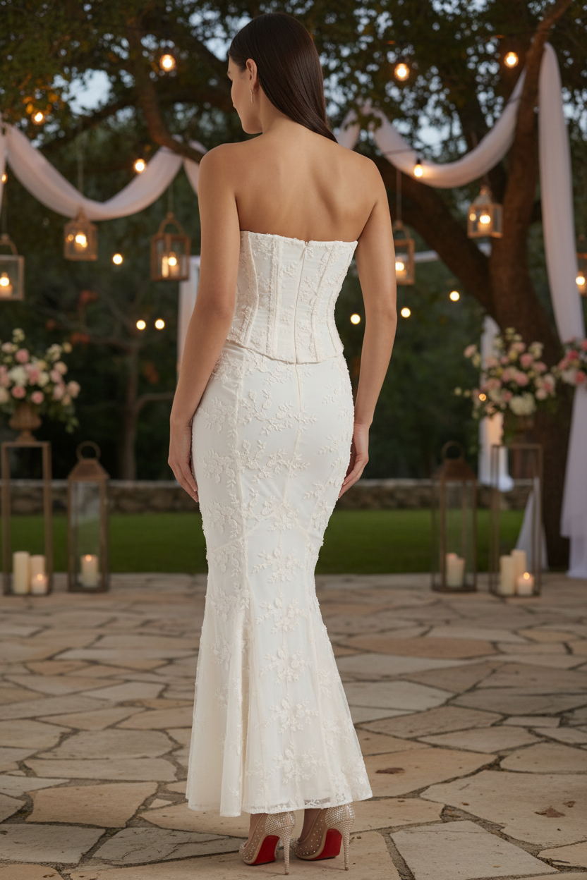 Strapless Lace Corset Mermaid Maxi Dress